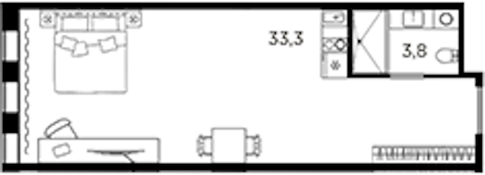 Квартира студия 37.1 м², 7/13 эт., ЖК «AVENIR Industrial»